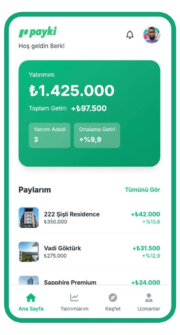 Payki mobil uygulama ekranı